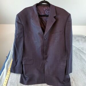 Today's Man Silk Wool Blazer Mens 46R Lessona Italy 4-Button Textured Navy Blue